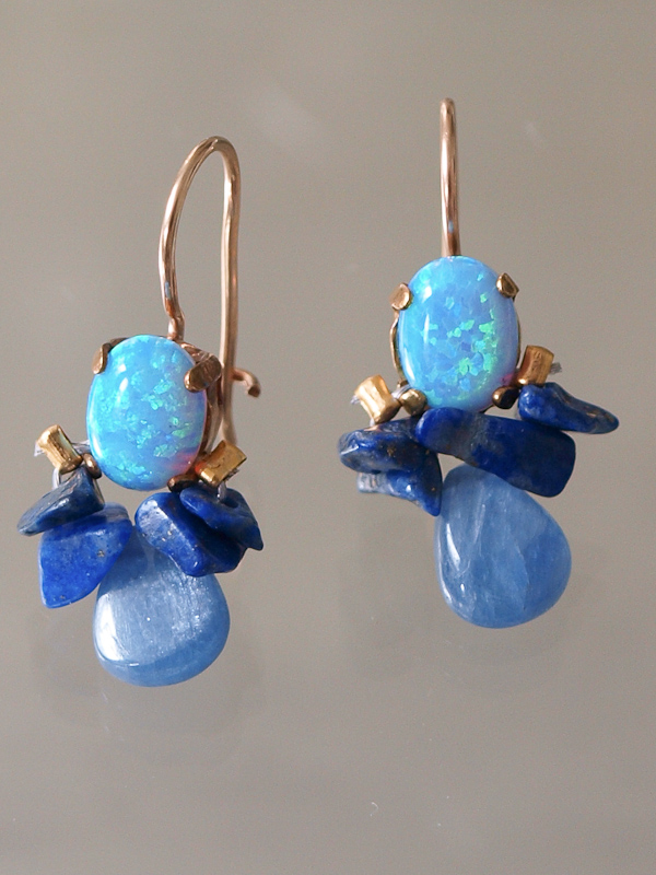 earrings Bee lab. opal, lapis, kyanite